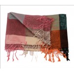 Silk Pashmina Stole / Scarf in Multicolor Color Checks Design Size 70*30